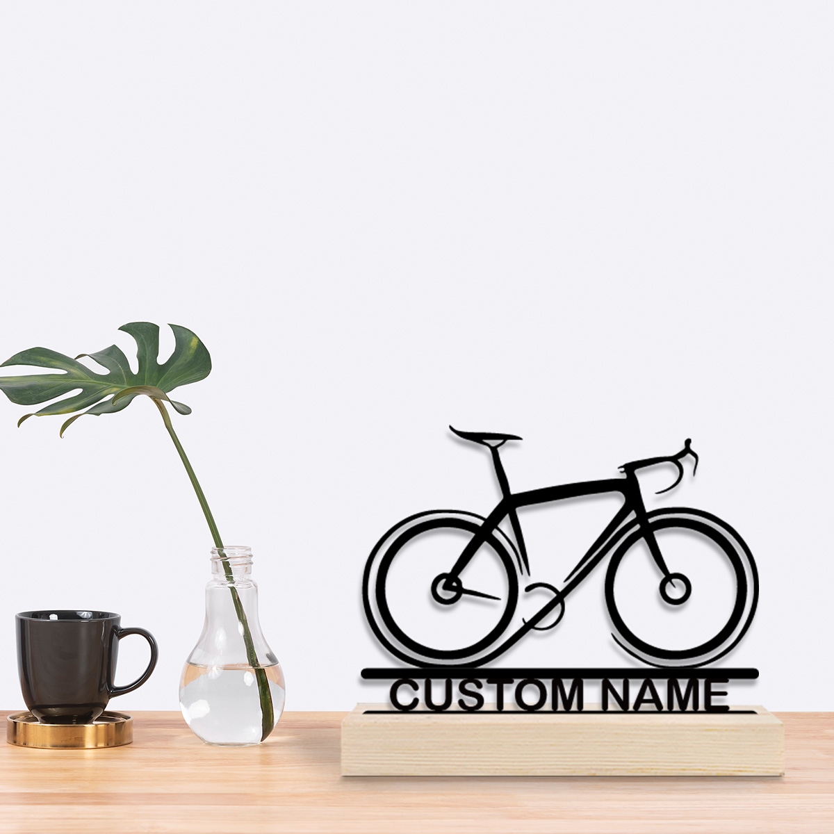 Desktop Laser Engraver - ของตกแต่งโลหะตั้งโต๊ะ 1 ชิ้น พร้อมฐานไม้ ดีไซน์ทันสมัยสไตล์ชนบท สำหรับตกแต่งบ้าน