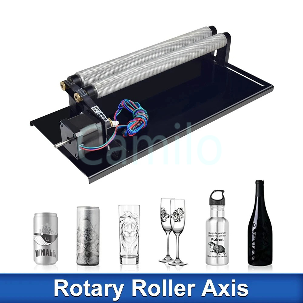 Rotary Axis Laser Engraver - โมดูลแกะสลักแบบหมุนแกน Y พร้อมลูกกลิ้งโรตารี่ K40 สำหรับแกะสลักกระป๋องทรงกระบอก เครื่องแกะสลักเลเซอร์