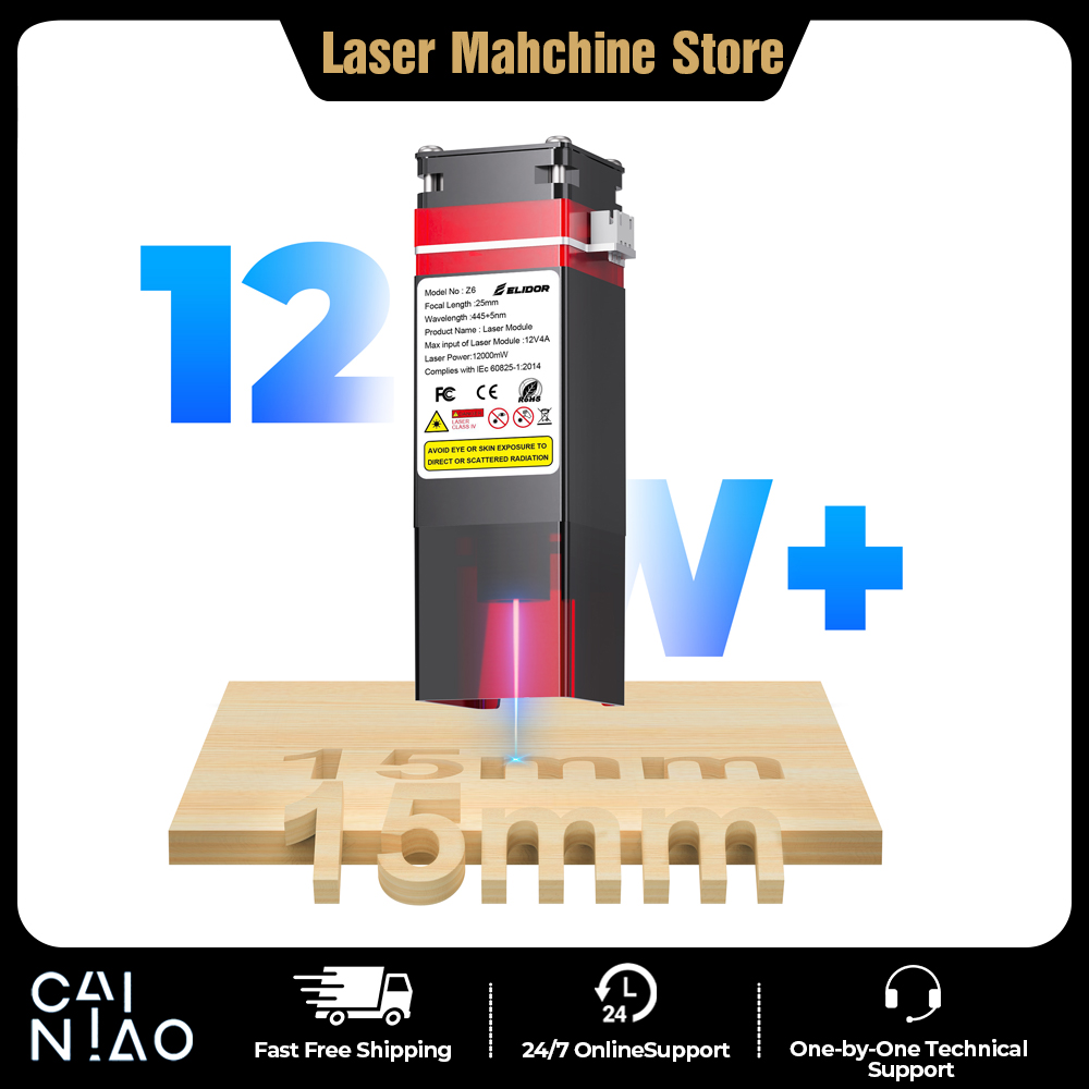 Diode Laser Module - ชุดอัพเกรดโมดูลเลเซอร์ ELIDOR Z6 6W/12W หัวเลเซอร์ไดโอดแสงสีฟ้าสำหรับเครื่องแกะสลักและตัดด้วยเลเซอร์ ELIDOR