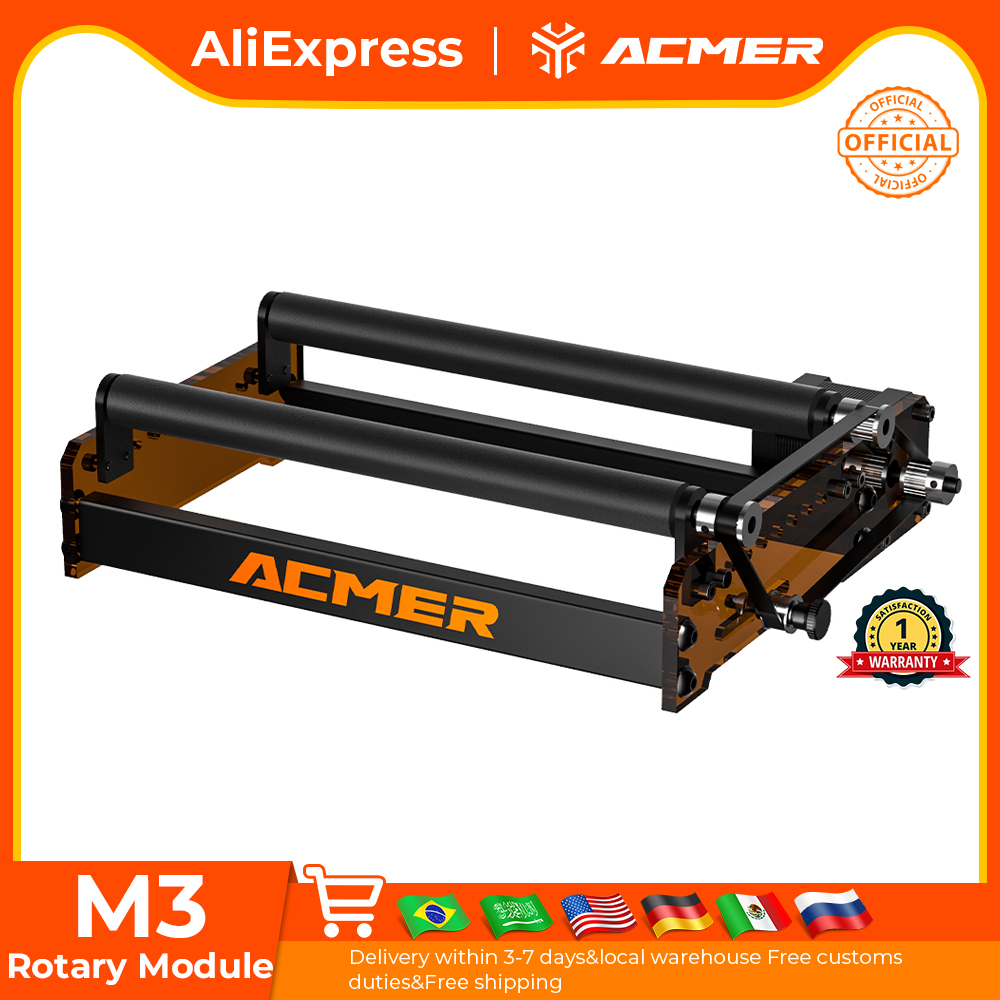 Rotary Axis Laser Engraver - ACMER M3 เลเซอร์โรตารีลูกกลิ้ง 360 ° ลูกกลิ้งโรตารีแกน