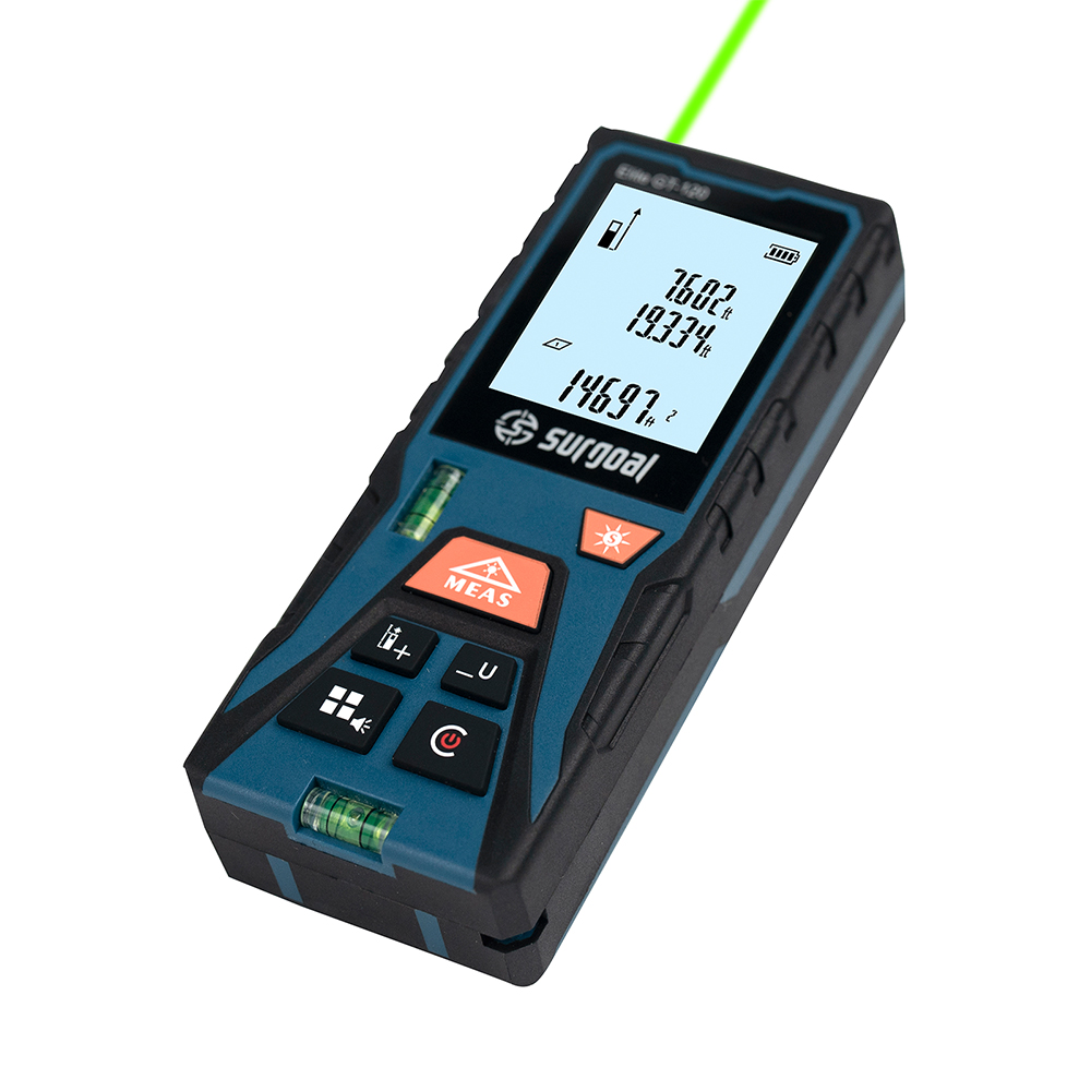 Industrial Laser Tape Measure - เครื่องวัดระยะด้วยเลเซอร์สีเขียว 120 เมตร พร้อมระดับน้ำแบบดิจิตอลและเทปวัดระยะ