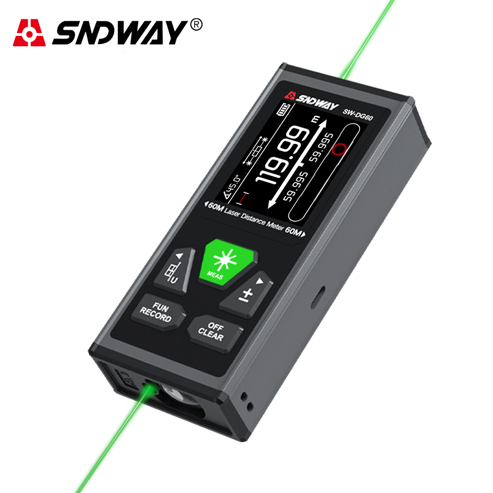 Industrial Laser Tape Measure - SNDWAY Dual Laser Range Meter ชาร์จทวิภาคีเลเซอร์