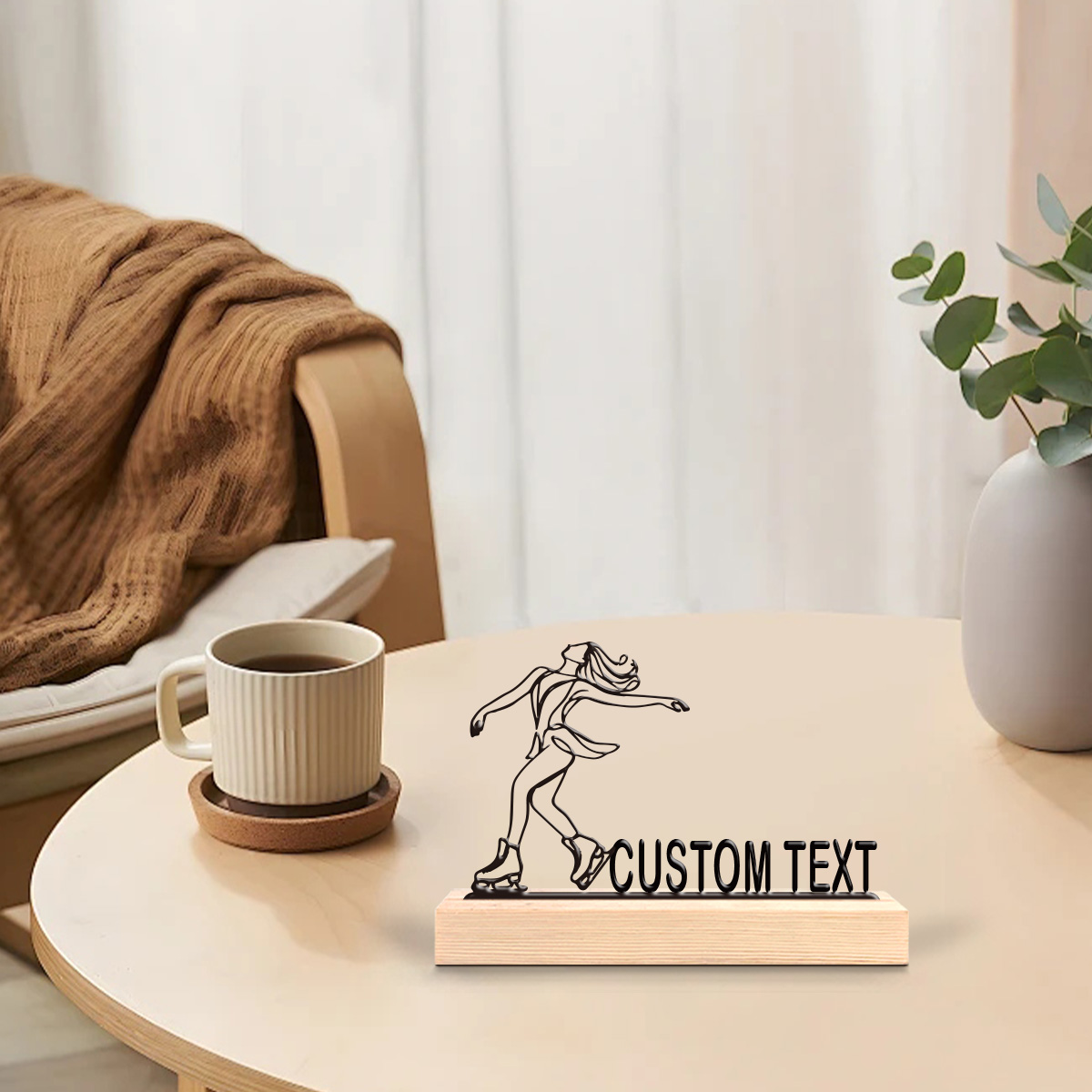 Desktop Laser Engraver - ของตกแต่งโต๊ะทำงานศิลปะโลหะ 1 ชิ้น ปรับแต่งเนื้อหาได้ พร้อมฐานไม้ตกแต่งบาร์ ของขวัญวันหยุด