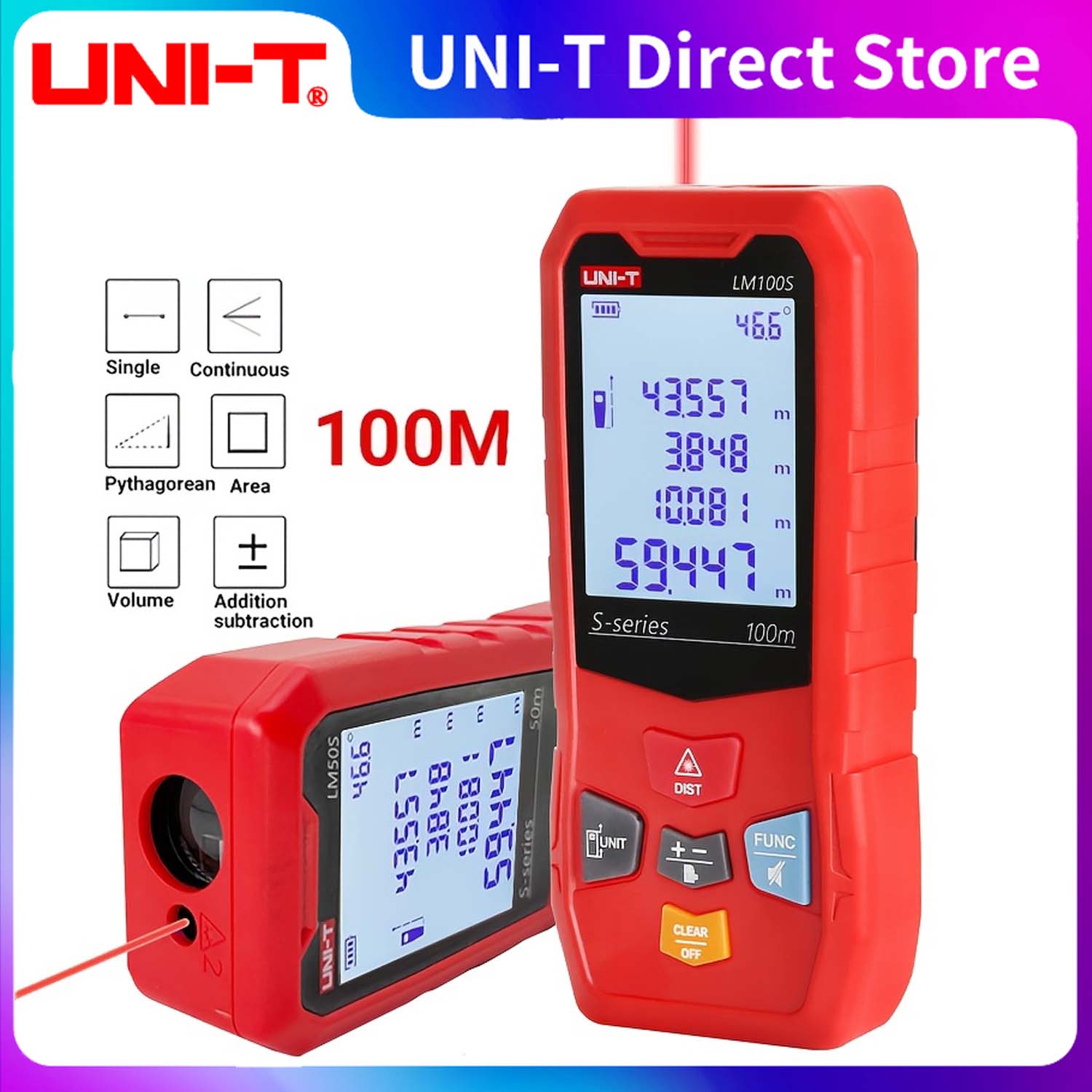 Industrial Laser Tape Measure - หน่วยเลเซอร์ Rangefinder LM40S/60 S/100 S 40M
