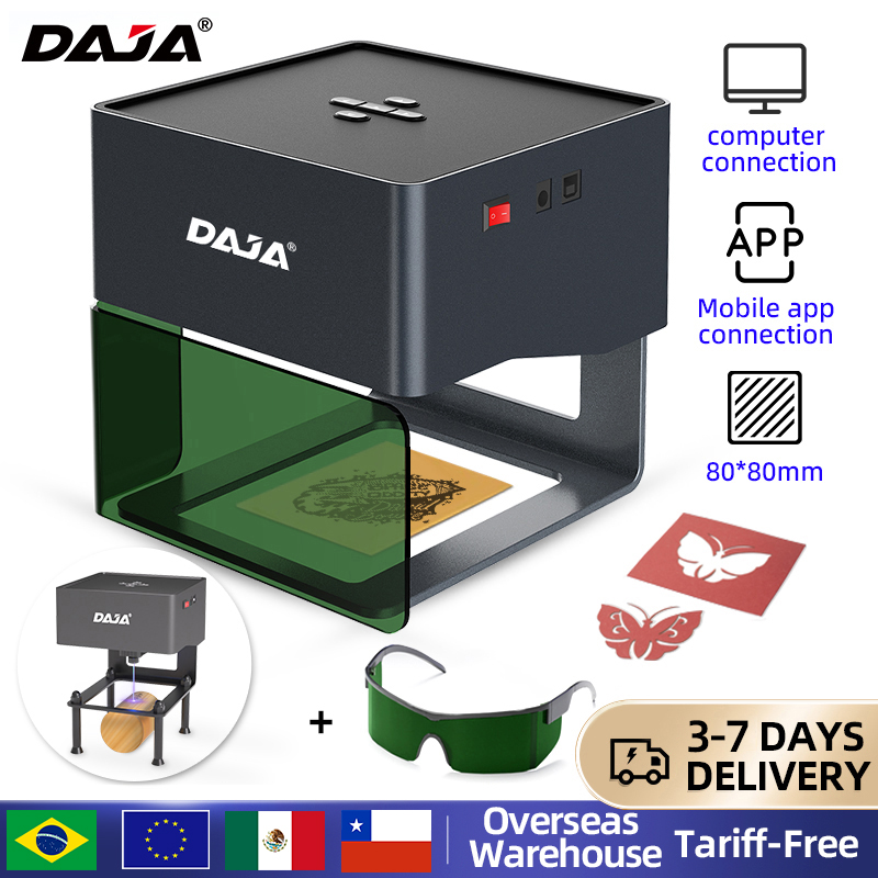 Rotary Axis Laser Engraver - DAJA DJ6 มินิแบบพกพาเลเซอร์แกะสลัก DIY เครื่องบลูทูธทาสีแท็กสุนัขกระดาษหนังไม้พลาสติกโลโก้เครื่อง CNC
