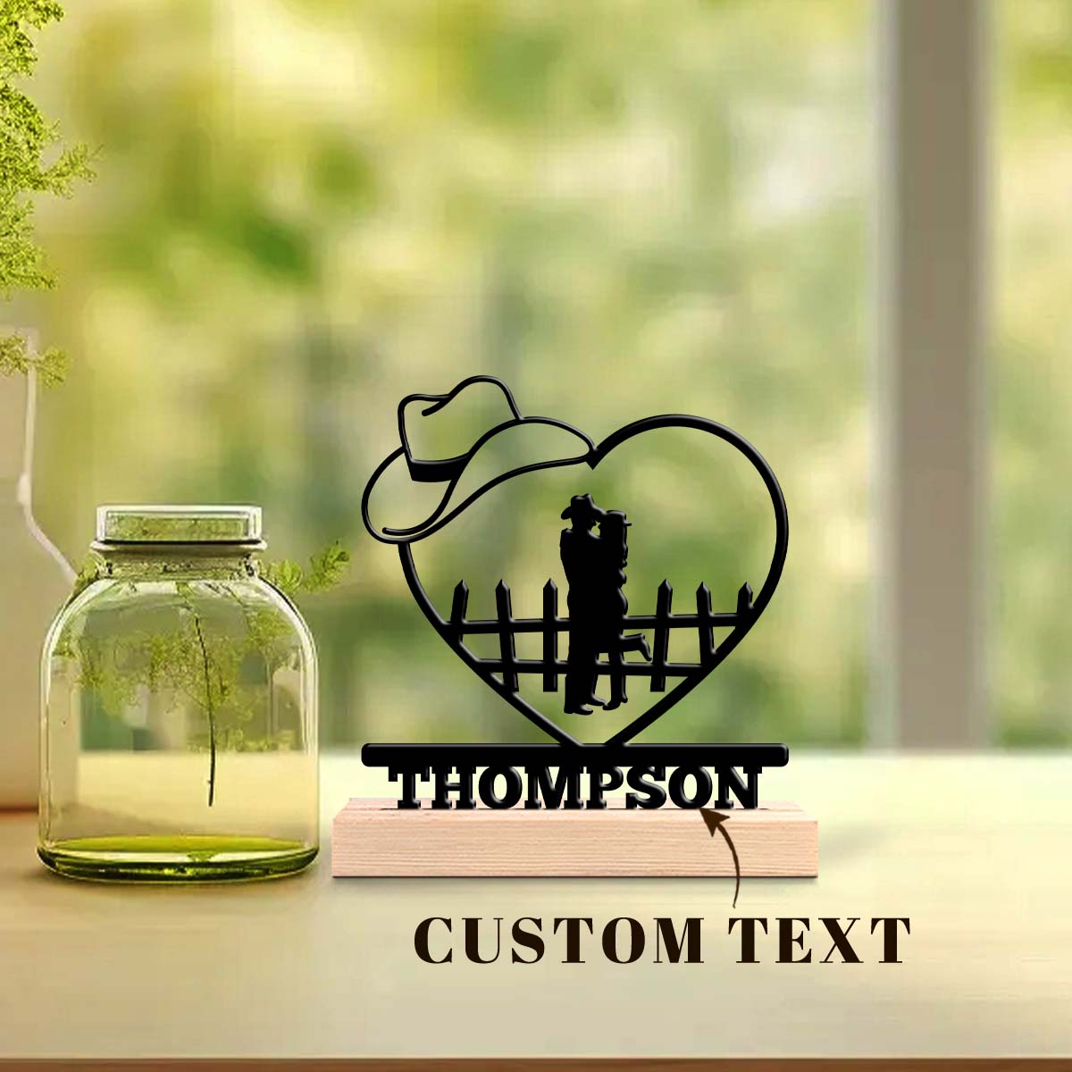 Desktop Laser Engraver - ของตกแต่งโต๊ะทำงานโลหะ 1 ชิ้น ดีไซน์น่าสนใจ ปรับแต่งข้อความได้ พร้อมฐานไม้