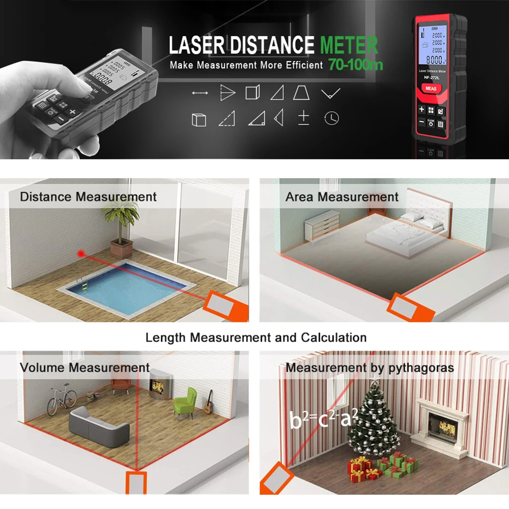 Noyafa เครื่องวัดเมตรเลเซอร์ N - Industrial Laser Tape Measure บทวิจารณ์และราคา