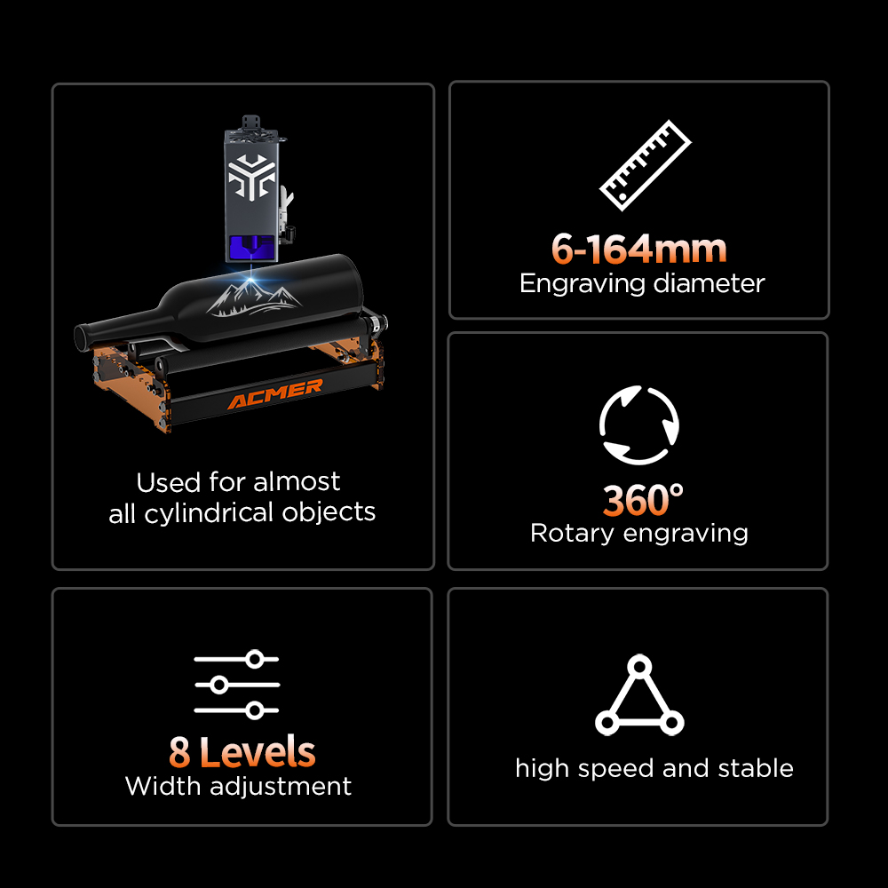 ACMER M3 เลเซอร์โรตารีลูกกลิ้ง - Rotary Axis Laser Engraver บทวิจารณ์และราคา